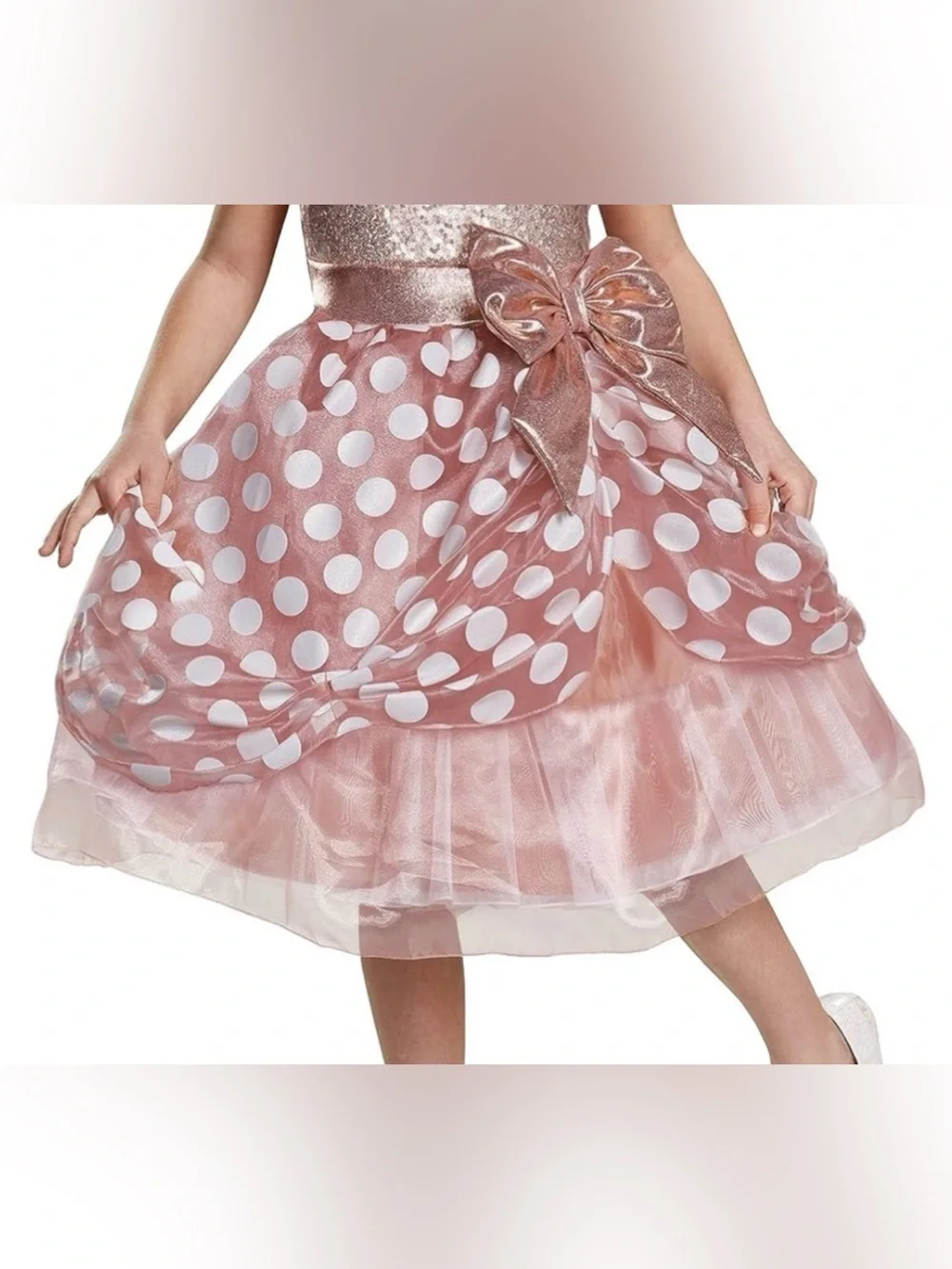 Disney Minnie Mouse Dress Girls Halloween Costume Rose Gold (Size:5/6)